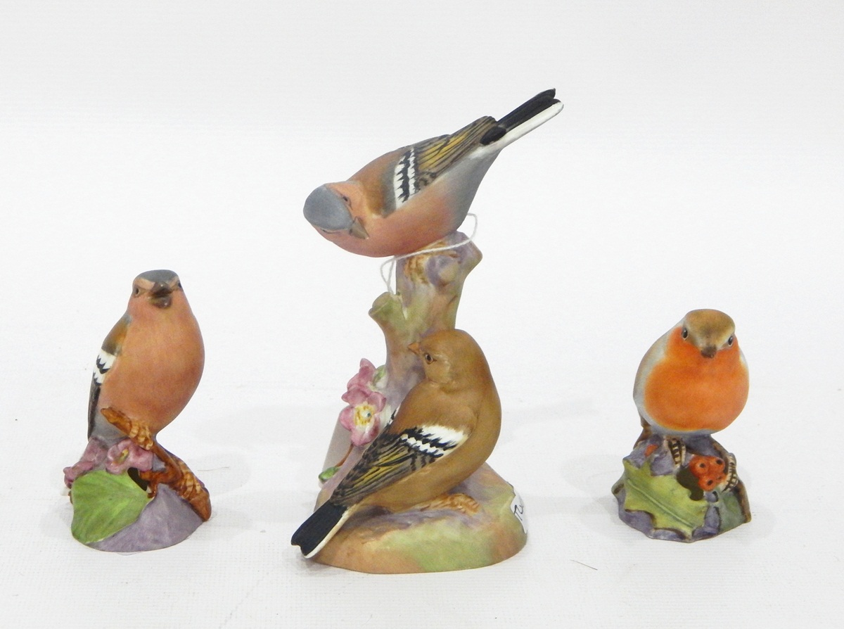 Royal Worcester tinted bisque bird group of chaffinches and two others - Image 2 of 2