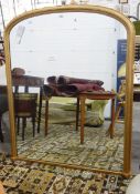 Late 19th/early 20th century overmantel mirror of rectangular form with arched top,