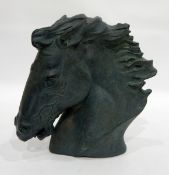 Bronze-effect metal sculpture of a horse's head, signed 'Smart' and dated 1978, 30cm high,
