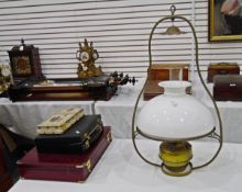 Brass and glass hanging oil lamp "The Century Lamp",