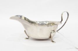 Silver sauce boat by Viners Limited, Sheffield 1931 of normal form with wavy rim, approx.