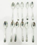 Set of five George III provincial Old English pattern silver teaspoons by Dorothy Langlands,