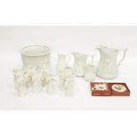 Small collection of Parianware to include large jug, jardiniere pot,