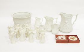 Small collection of Parianware to include large jug, jardiniere pot,