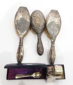 Set of six silver coffee spoons, a pair of silver-backed brushes,