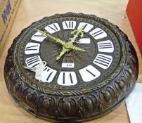 20th century wall clock, in embossed circular metal case,