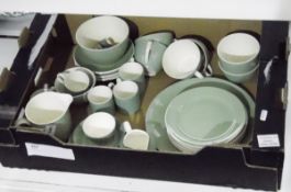 Poole part tea service in pale sage green with white interiors and white rims (1 box)