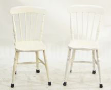 Pair of white painted kitchen tables,