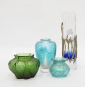 Daum-style glass posy vase (damaged), a Caithness-style vase,