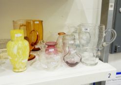 Quantity of assorted glass including a bubble water jug, two glass jelly moulds,