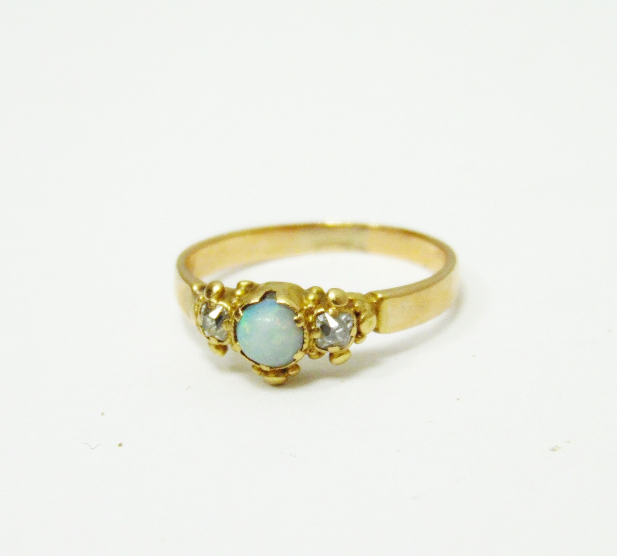 Victorian gold-coloured opal and diamond ring,