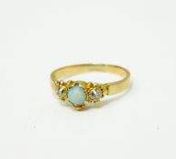 Victorian gold-coloured opal and diamond ring,