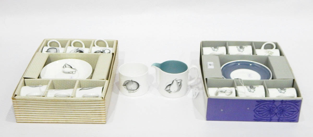 Susie Cooper china coffee set, the cups and jug having coloured interiors, - Image 2 of 2