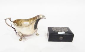 Silver sauce boat by Adie Bros Ltd, Birmingham 1941, of normal form with beaded rim,