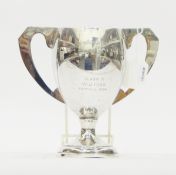 Silver two-handled trophy by Alexander Clark & Co Ltd, Birmingham 1934,