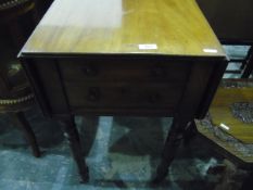 Victorian fall-flap mahogany work table fitted two drawers