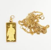 Hang Seng Bank gold ingot pendant, 7.4858gm, of .