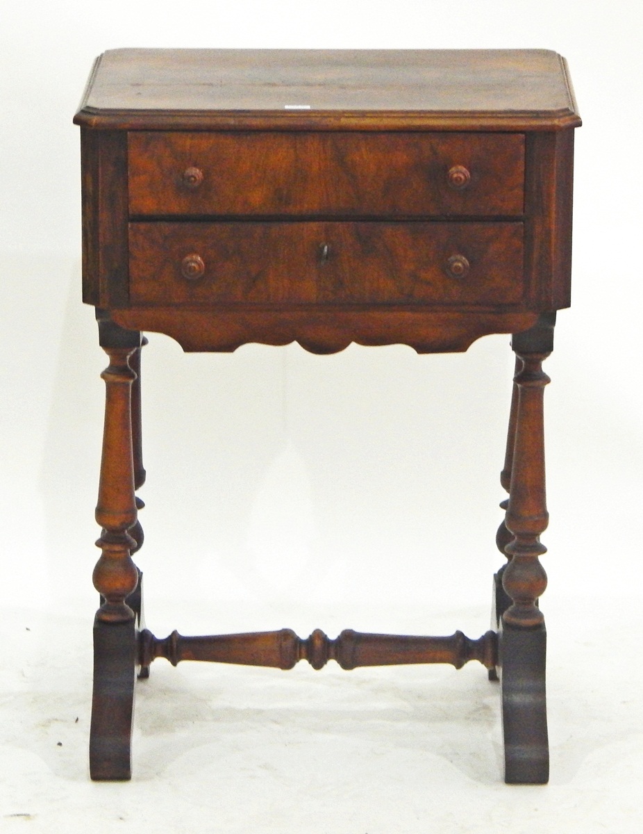 Victorian walnut sewing table, - Image 2 of 2