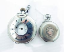 Gent's silver-cased half-hunter pocket watch, the enamelled face inscribed "P Orr & Sons,