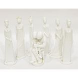 Spode blanc de chine figures by Pauline Shone, including 'Henrietta', 'Priscilla', 'Victoria',