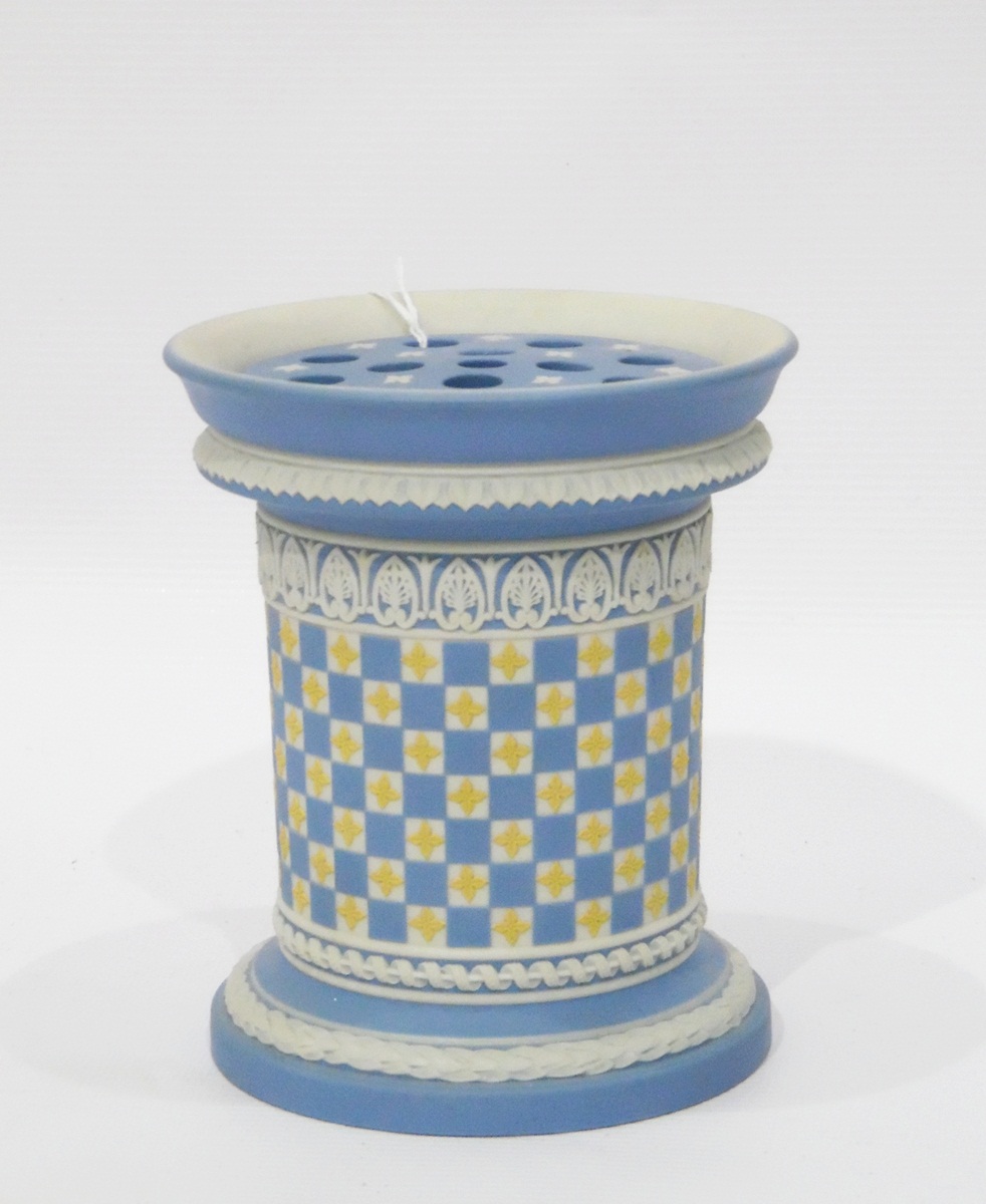 19th century Wedgwood three-colour jasper dip pot-pourri vase with pierced cover, - Image 2 of 2