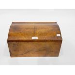 Walnut rectangular box with shallow domed hinged cover,