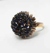 Gold coloured sapphire cocktail ring,