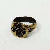 Bronze ring with an accompanying note "Roman Military Bronze Ring circa 4 century AD,