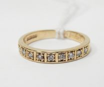 9ct gold and diamond set half-eternity ring set with nine brilliant cut diamonds