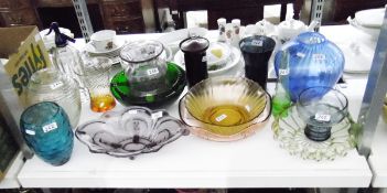 Large quantity of assorted glassware including bowls, vases, a soda syphon, etc.