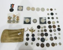 Quantity of Victorian and later silver and copper coinage including an 1892 crown,