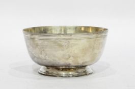 Silver bowl by Wakely & Wheeler, London 1953, with coronation mark, of plain form with collet foot,