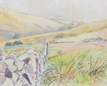 Pair watercolours depicting hill scenes (2)
