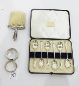 Set of six rat tail pattern silver teaspoons by R F Mosley & Co, Sheffield 1948,