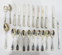 Set of six Victorian fiddle pattern silver teaspoons probably by Charles Boyton, London 1848,