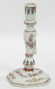 18th century-style porcelain baluster-shaped candlestick, possibly Samson, with puce,