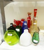 Quantity of 1950's and 60's studio art glass including a handkerchief vase,