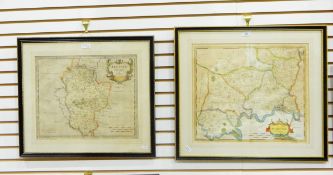 After Robert Morden Two coloured maps "Middlesex", sold by Abel Swale Awnsham and John Churchill,