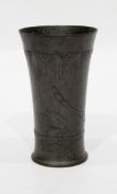 Kayserzinn pewter vase of flared circular form decorated with a trailing hop and stylised leaf