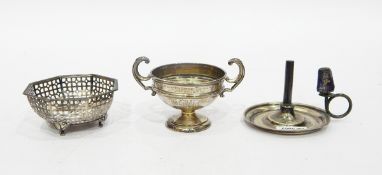 Small silver bowl by Synyer & Beddoes, Birmingham 1942, of pierced octagonal design, on four feet,