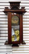 Late 19th century walnut cased Vienna regulator wall clock with Roman numerals,