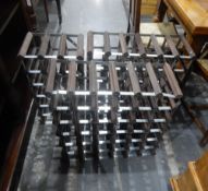 Four metal and wood wine racks