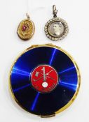 Late Victorian paste pendant of circular form with central glazed section surrounded by a border of