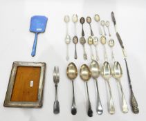 Two Georgian Old English and thread pattern silver tablespoons, various silver teaspoons,