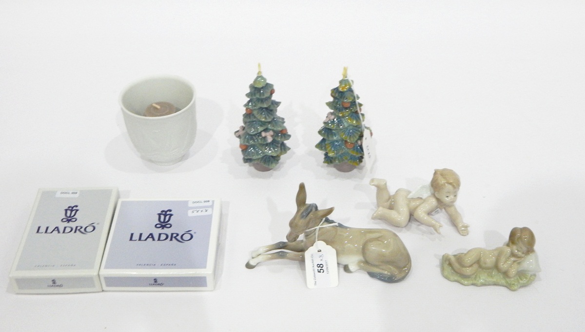Quantity of Lladro to include donkey, hanging angel, putti figure sleeping, pair of Christmas trees, - Image 2 of 2
