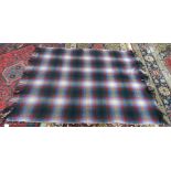 Providence Woollen Mill "Connemara" tartan-style wool blanket in dark red, blue,