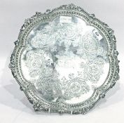 Victorian Britannia standard silver salver by Martin Hall & Co, London 1875,