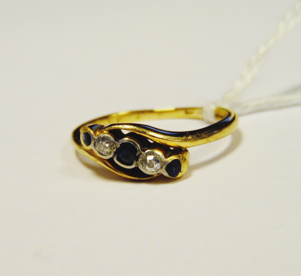 Gold, diamond and blue stone, - Image 2 of 2