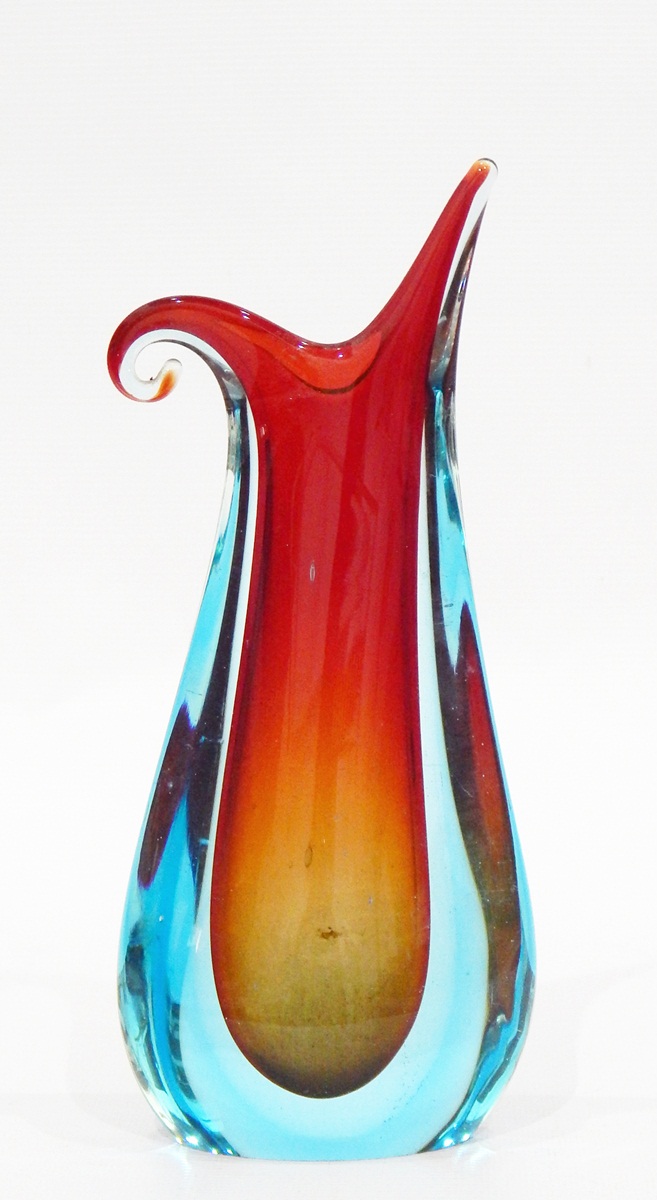 Murano-style glass vase, blue and red, - Image 2 of 2