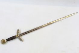 German Third Reich Luftwaffe officer's sword with swastika pummel over wire-bound wooden hilt,
